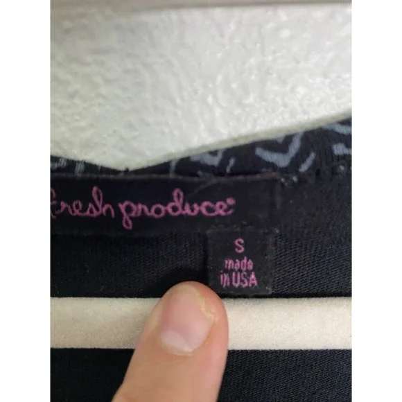 Fresh Produce Dress Womens Sz Small Black Chevron Sleeveless Cotton Pockets - Picture 3 of 8